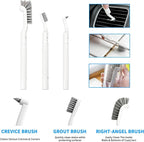 Hard Bristle Crevice Cleaning Brush Set with 4Pcs Brush Heads & 2Pcs Handles, Multifunctional Grout Brush Tools for Kitchen, Bathroom, Sink, Corner, Mug, Blender, and Hard-to-Reach Areas