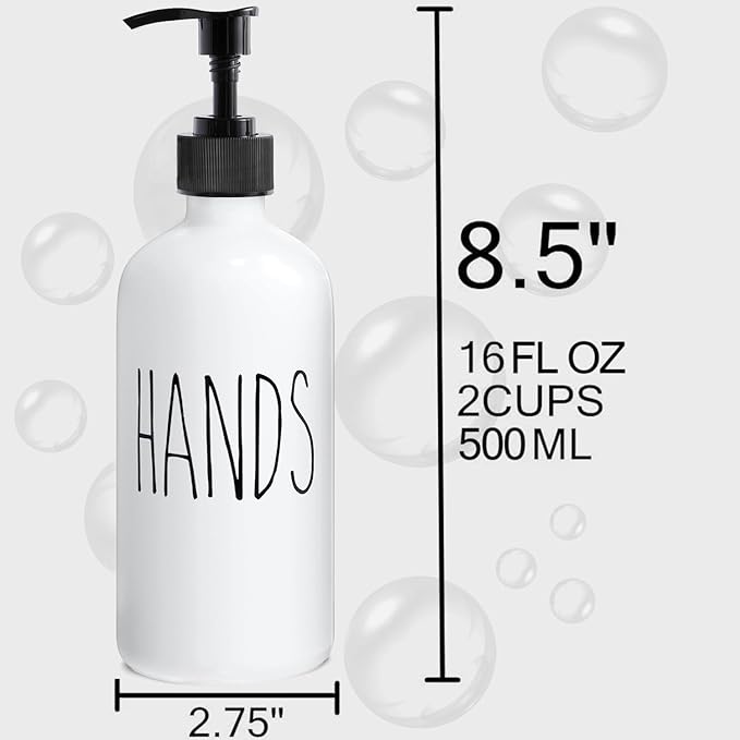 MOMEEMO Soap Dispenser Set 2 Pack, Contains Hand and Dish Soap Dispenser, Perfect for Black and White Kitchen Decor. (Black & White)