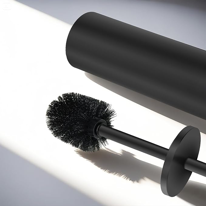 Stainless Steel Toilet Brush with Holder Set for Bathroom Storage and Organization Toilet Bowl Cleaner Brush and Holder (1, Black)