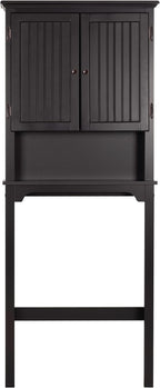 UTEX Bathroom Storage Over The Toilet, Above Toilet Storage Cabinet Organizer with Adjustable Shelves and Double Doors, Espresso