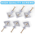 Hollow-Wall Anchors, One Size, 65Lbs Anchors 50pcs+Screw 50pcs Drywall Anchor kit with Screws, Self-Drilling Hollow Wall Anchors, Grey