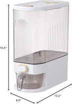 Sooyee Clear Rice Dispenser, Large Cereal Dispenser with Lid Time Scale, Measuring Cylinder Moisture Proof Airtight Food Dispenser Bucket for Rice, Corn,Coffee Bean,Grain,Soybean & Oatmeal