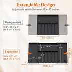 Lifewit Silverware Drawer Organizer, Expandable from 18.7 to 33 inches, Adjustable Utensil Tray for Kitchen, Large Cutlery Holder, Plastic Flatware Storage for Spoons Forks Knives, Black