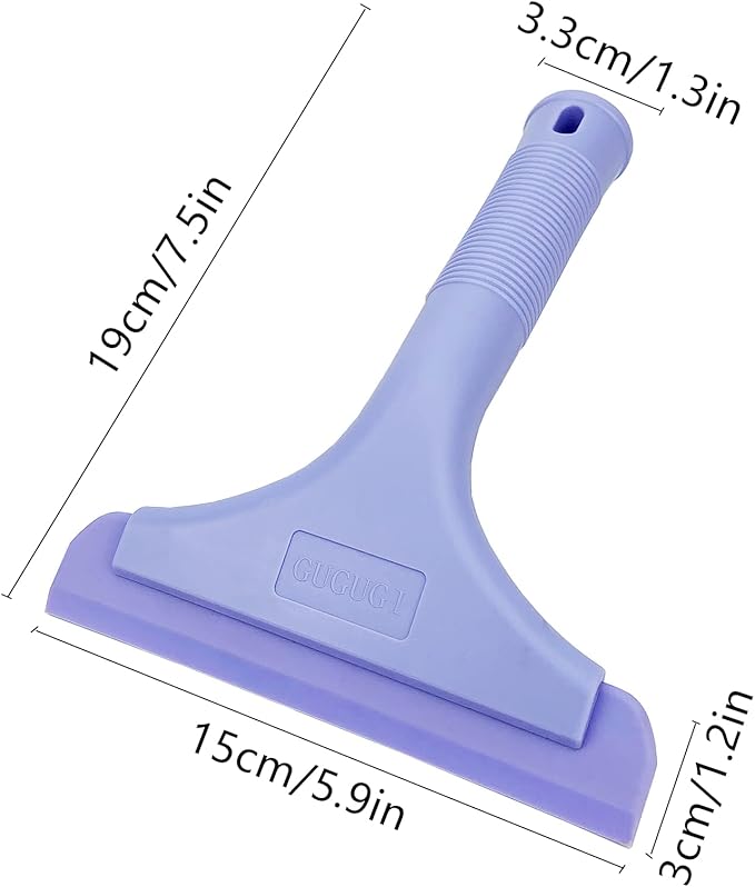 Super Flexible Silicone Squeegee, Auto Water Blade, Water Wiper, Shower Squeegee, 5.9'' Blade and 7.5'' Long Handle, for Car Windshield, Window, Mirror, Glass Door, Purple