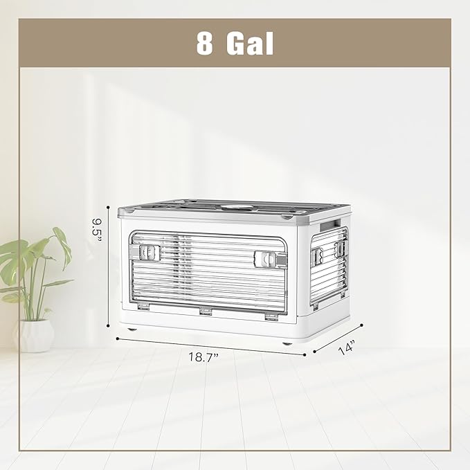 3 Pack Foldable Storage Bins, 8Gal Collapsible Storage Bins with 5 Opening Ways, Folding Storage Boxes, Foldable Storage Cubes for Clothing, Books, White
