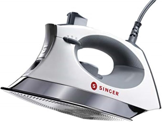 SINGER SteamCraft Steam Iron (1700W) | Steamer with Stainless Steel Plate, OnPoint Precision Tip for Hard-to-Reach Areas, Vertical Steam, Auto Shutoff & 300ml Tank Capacity – White