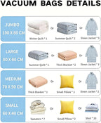 Vacuum Storage Bags with Electric Pump and Hand Pump,8 Pack Vacuum Seal Bags for Clothing,Space Saver Bags for Travel and Home(Large 60 * 80)