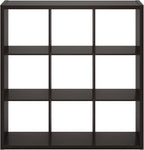 Furinno Cubicle Open Back Decorative Cube Storage Organizer, 9-Cube, Black Dark Oak
