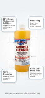 Nu-Foam Griddle Cleaner, Professional Flat Top Cleaning Liquid, 32 oz, for Commercial Griddles (2)
