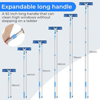 Window Squeegee Cleaner,2 in 1 Shower Squeegee with Extension Pole,92” Extendable Window Cleaning Kit with Bendable Head,Glass Cleaning Tools for Indoor Outdoor High Windows,Car Windshield
