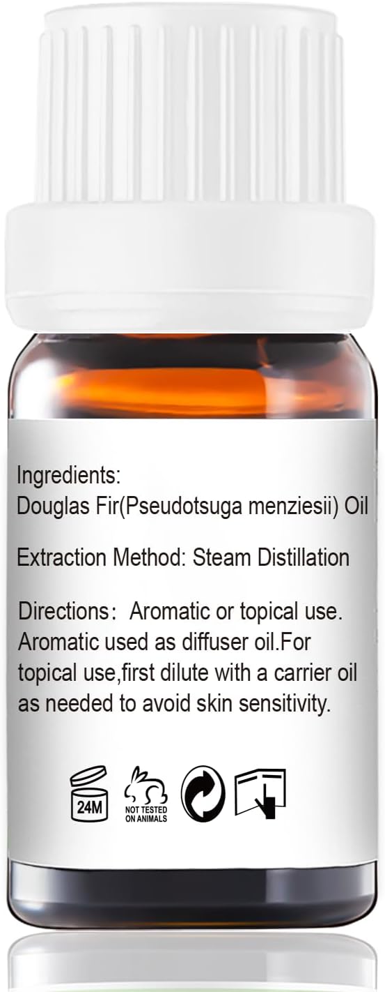 Douglas Fir Essential Oil 10ml - 100% Pure & Natural Douglas Fir Oil for Diffuser, Aromatherapy, Massage, Skin, Hair, Fresh Woodsy Scent