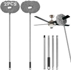 Eunice 2Pack Ceiling Fan Duster with Extension Pole, 13-49.7 Inches Adjustable and Removable Fan Cleaner Blade for High Ceiling, Window Door Furniture (Grey)