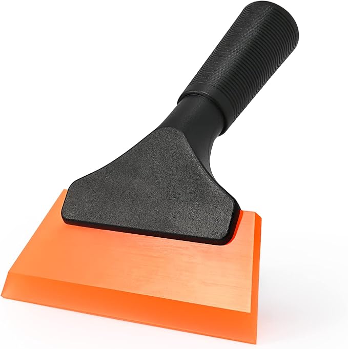 EHDIS Small Squeegee 5 inch Rubber Window Tint Windshield Scraper for Car,Glass, Mirror, Shower, Door,Bathroom Cleaning(Orange)