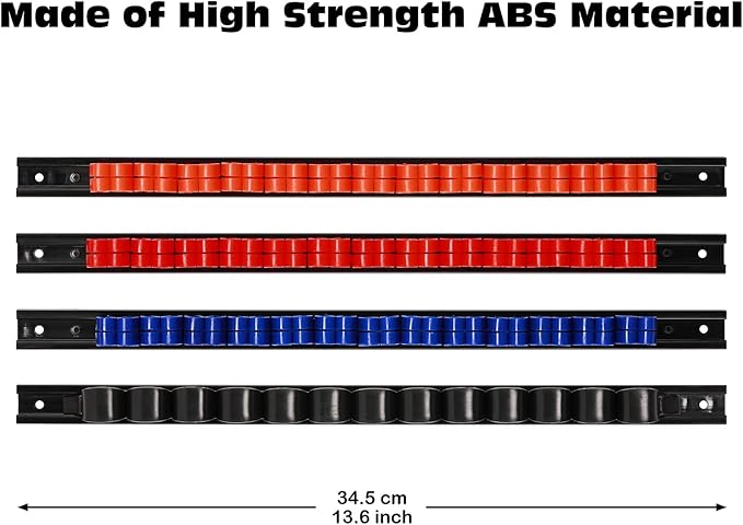 AIRTOON 10 PCS Screwdriver & Wrench Organizer, Plastic Rail Wrench Hanger with Clips, Pegboard Tool Holder, Wear Resistance Improved