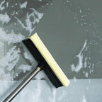 Long Handle Window Squeegee,2 in 1 Window Cleaning Car Squeegee,Windshield Squeegee with Cleaning Sponge and Rubber