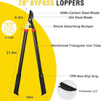 Yesker 28" Loppers for Tree Trimming Heavy Duty Tree Trimmer Sharp Steel Blade Bypass Loppers Branch Cutter up to 1.5 Inch Dia Cut Capacity Shock-Absorbing Bumper Handle Ideal for Garden Maintenance