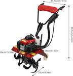 63CC Gas Powered Tiller, 4 Stroke Gas Powered Rototiller, 13.7 Inch Tilling Width, for Garden, Lawn, Greenhouses,Soil Cultivation and Orchards ﻿