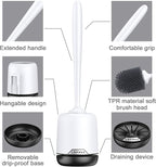 Lefree Silicone Toilet Brush,Rubber Toilet Bowl Brush and Holder Set with Ventilated Holder, Toilet Cleaner Brush for Bathroom,Floor Standing & Wall Mounted Toilet Scrubber Without Drilling