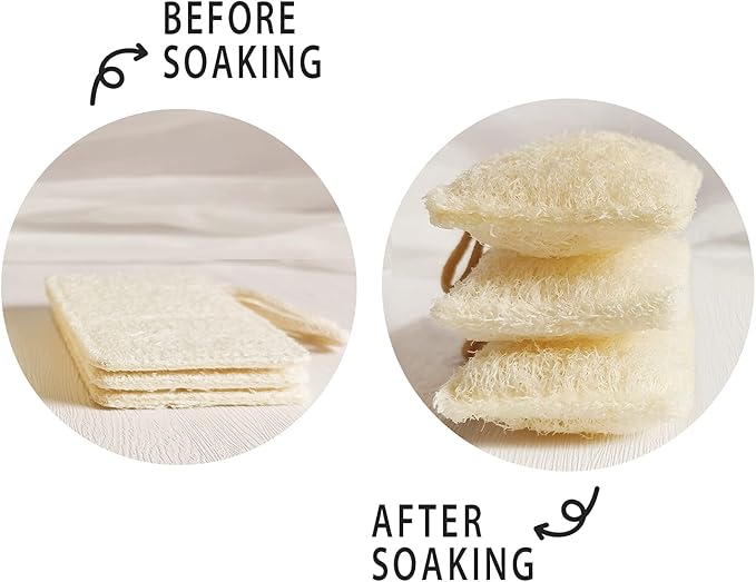 Natural Loofah Kitchen Dish Sponges Scrubber (6Pack), Non-Scratch Scrub Cleaning Sponge, Green Eco-Friendly Plant Fiber Biodegradable Loofah Sponges