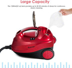 COSTWAY 2000W Multipurpose Steam Cleaner with 19 Accessories, Household Steamer with 1.5L Tank for Cleaning, Heavy Duty Rolling Cleaning Machine for Carpet, Floors, Windows and Cars, Red