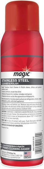 Magic Stainless Steel Cleaner Aerosol - 17 Ounce (6 Pack) - Removes Fingerprints Residue Water Marks and Grease from Appliances - Refrigerator Dishwasher Oven Grill