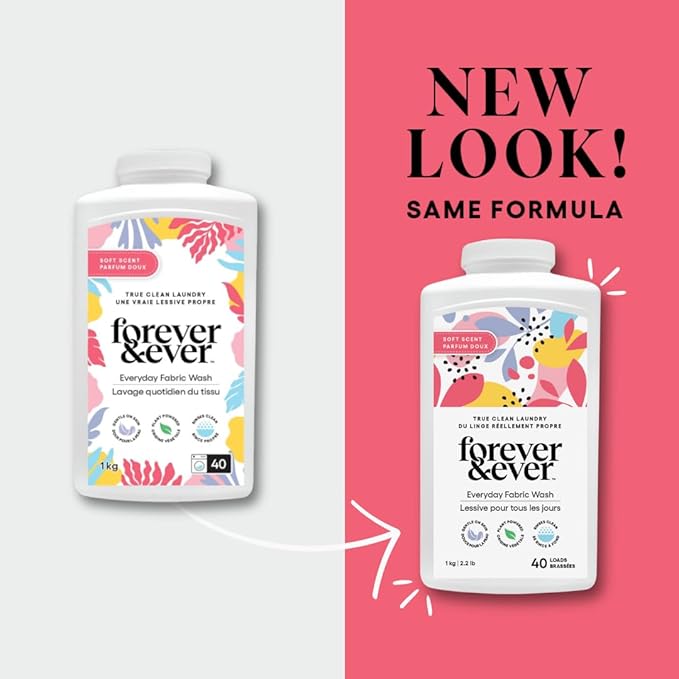 All Natural Laundry Detergent Powder, Gentle Clean Laundry Detergent, Enzyme Free, Plant Based, Biodegradable, Eco Friendly Washing Powder, High Efficiency Premium Wash, Soft Scented, 2.2lbs