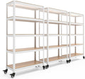 HOMEDANT House White 5-Tier Metal Rolling Cart Shelf Rack Casters Heavy Duty Wheel Shelving Unit Adjustable Utility Storage Shelves Organizer Shelf Kitchen Garage 36.2" W x 16.5" D x 69.5" H 3Pack