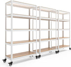 HOMEDANT House White 5-Tier Metal Rolling Cart Shelf Rack Casters Heavy Duty Wheel Shelving Unit Adjustable Utility Storage Shelves Organizer Shelf Kitchen Garage 36.2" W x 16.5" D x 69.5" H 3Pack