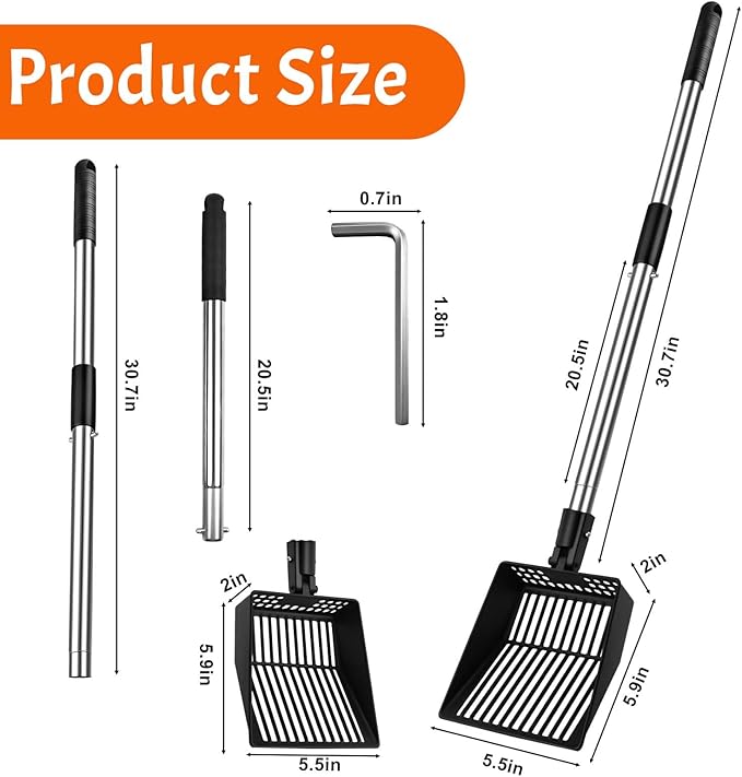 Long Handle Fireplace Ash Sifter, Hollow Out Metal Coal Shovel Adjustable Charcoal Shovel Scoop Heat Resistant Fireplace Tools for Wood Stove Fire Pit Grill (26inch/36inch)