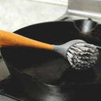 Full Circle Scrub Brush for Cast Iron Cookware, Dishes Pots, Sinks - Sustainably Sourced with Bamboo Handle