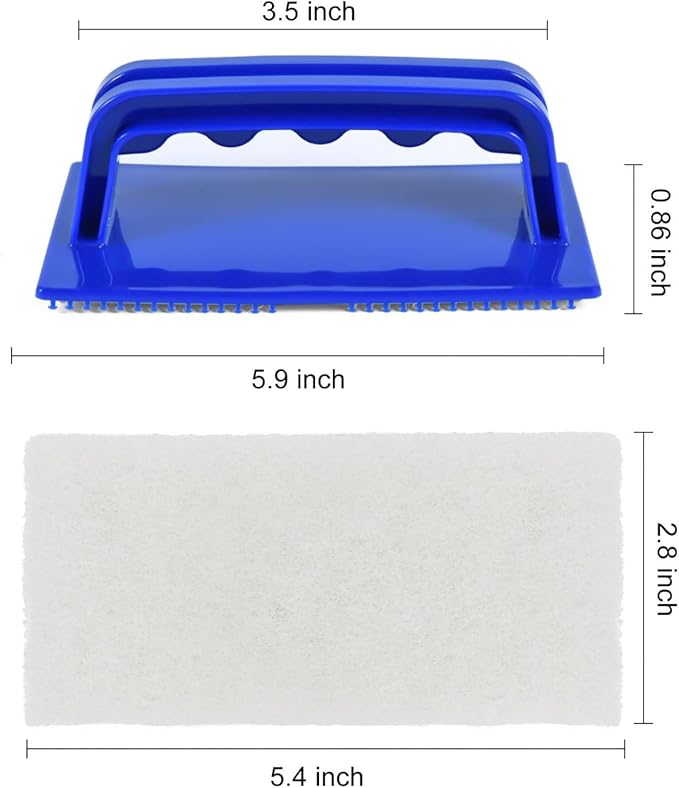 YoleShy Shower Scrubber Non-Scratch Bathtub Scrubber Heavy Duty Scrub Pad with Handle for Bathroom Tile Bathtubs Shower Tile Sink Pool Tile Spas (Blue)