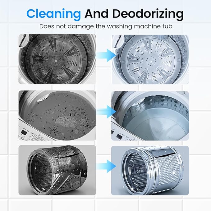Washing Machine Cleaner Tablets, 2026 Upgraded Washer Machine Cleaner Tablets for Pet Owners, Deep Cleaning Pet Hair Remover for Front Loader, Top Load, HE Washer Tub (12 Pack)