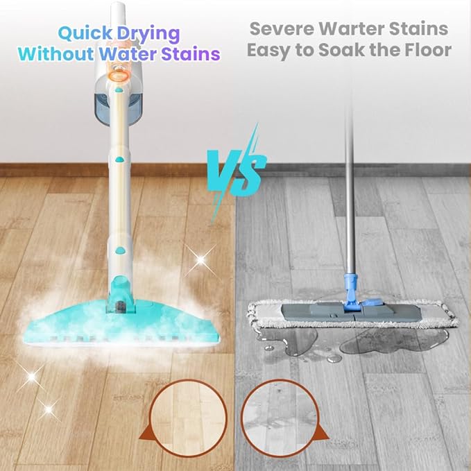 Steam Mop, All-in-One Powerful Handheld Steam Cleaner with 2 Levels Steam Mode, 350ML Tank, 23FT Cord, Quick-Heating Steam Mop Cleaner for Home and Floor Carpet Kitchen Bath Cleaning