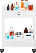 VEVOR Lab Cart, 2 Tiers Stainless Steel Utility Cart, Medical Cart with 2 Drawers, Rolling Lab Cart White Paint, Serving Cart with Swivel Casters for Laboratory, Hospital, Dental, Salon and Beauty