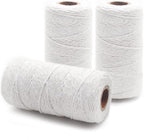 Anvin 984 Feet Cotton Twine Natural Jute Packing String - White for Bakers, Wrapping, Butchers, Baking, Arts and Crafts, Gardening (Pack of 3, 10 Ply 2mm Thick)