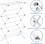 APEXCHASER Clothes Drying Rack Foldable, Laundry Drying Rack 3 Tier, Foldable Metal Clothing Dryer for Cloth Towel Shirt, Collapsible Clothe Horse Compact Storage, Clothes Airer Indoor Outdoor, White