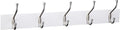 Amazon Basics Rectangular Farmhouse Wall-Mounted Coat Rack with Storage Hooks, 5 Hooks, White