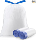 Trash Bag 8 Gallon Medium Drawstring Garbage Bags for 8 Gallon Trash Cans, Kitchen Bedroom Bathroom Living room Office Restaurant Thickened Stretchy (60 Count)