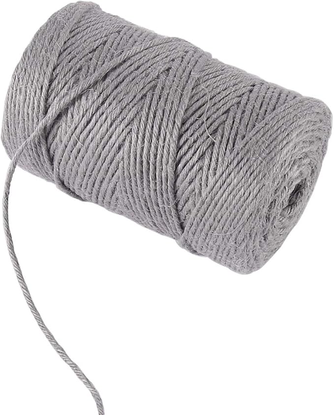 Vivifying 3mm Gray Twine, 328 Feet Strong Jute Rope for Garden, Wrapping, Crafts, Bundling and Decoration