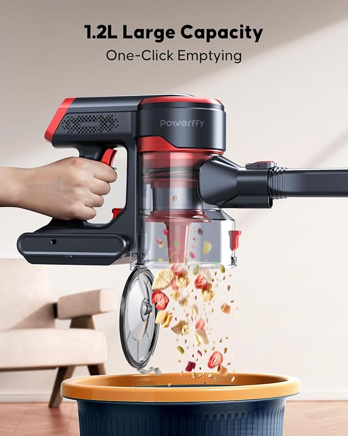 Cordless Vacuum Cleaner, 40kPa/450W Stick Cordless Vacuum Up to 55 Mins Runtime with LED Touch Screen, Anti-Tangle Vacuum Cleaner with Charging Station for Carpet Hard Floor Pet Hair