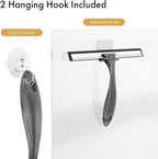 AmazerBath Shower Squeegee for Glass Doors, All-Purpose Squeegee with Suction Hook & Adhesive Hook, Squeegee for Shower Glass, Windows, Mirrors, Tiles and Car Windows - 10 Inches, Clear Black