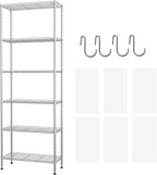 HOMEFORT 6-Shelving Unit, Adjustable Wire Shelving, Metal Wire Shelf Rack Organizer for Kitchen, Pantry, Closet, Bathroom, Laundry, Sliver,21" W x 11" D x 69" H