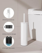 Toilet Brush and Holder Set, 2 Pack Stainless Steel Toilet Bowl Brush with Lid, Rust Proof Toilet Cleaner Brush with Caddy, Durable Bristles, Splash Proof, Ideal for Bathroom（White）