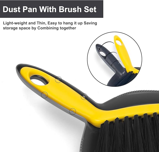 Dustpan and Broom Set Small – Mini Handheld Dustpan and Brush Combo for Home, Desktop, Sofa, Cat Litter, Car, Camping & Small Space Cleaning
