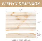 Koville Natural Marble Soap Dish for Bathroom Shower, White Gold Marble Soap Tray for Bathroom, Stone Soap Tray for Sink, Stripe Grooves Soap Saver Keep Soap Bars Dry Easy Clean