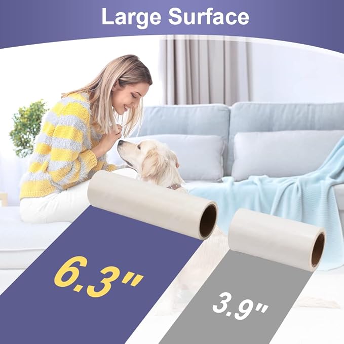 windson 3 Pack 6.3 Inch Wide Large Lint Roller Refills (1.5In Inner Diamerter), Supersize Extra Sticky Roller Refills for Pet Hair Removing(180 Sheets)