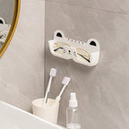 NUOBESTY Wall-Mounted Cat-Shaped Sunglass Organizer, Plastic Eyewear Storage Holder for Household Glasses, Portable White Glasses Case for Entryway and Bedroom Use,