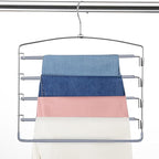 FeeraHozer Pants Hangers Space Saving 3 Pack No Slip 5 Layers Multi Functional Pants Rack Stainless Steel Swing Arm Space Saver Hanger for Trousers Jeans Towels Scarf （Grey）