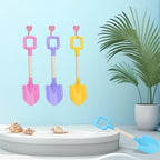 Mototo 4 Pieces 16 Inch Beach Shovels Large Beach Spades Multicolor Sand Shovels with Wooden Handle Plastic Shovel for Digging Beach Sandbox Snow Garden Toys Set for Kids Adults (4 Pack, Light Series)