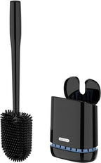 MR.SIGA Toilet Bowl Brush and Holder, Durable and Flexible Bristles, Wall Mounted Toilet Brush for Bathroom Cleaning, Black, 1 Pack